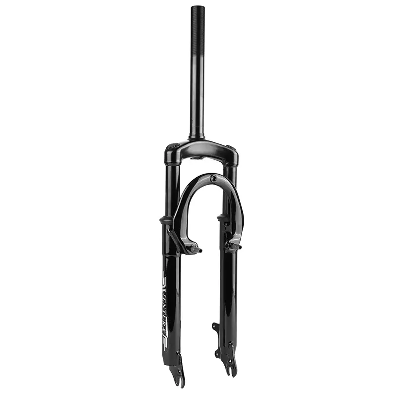 Fourche VTT 24 " M-W a suspension acier ressort-elastomere noir deb. 50MM pivot (220-130MM) filete 1"-22,2 interieur (montage disque + v-brake)