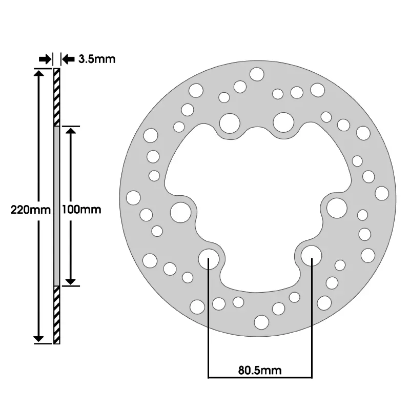 Bremscheibe passend für Suzuki 50 SMX 1997+ vorne, RMX 1997+ vorne (Außen-Ø 220MM - Innen-Ø 100MM - 6 Löcher) -Igm — Ansicht 2