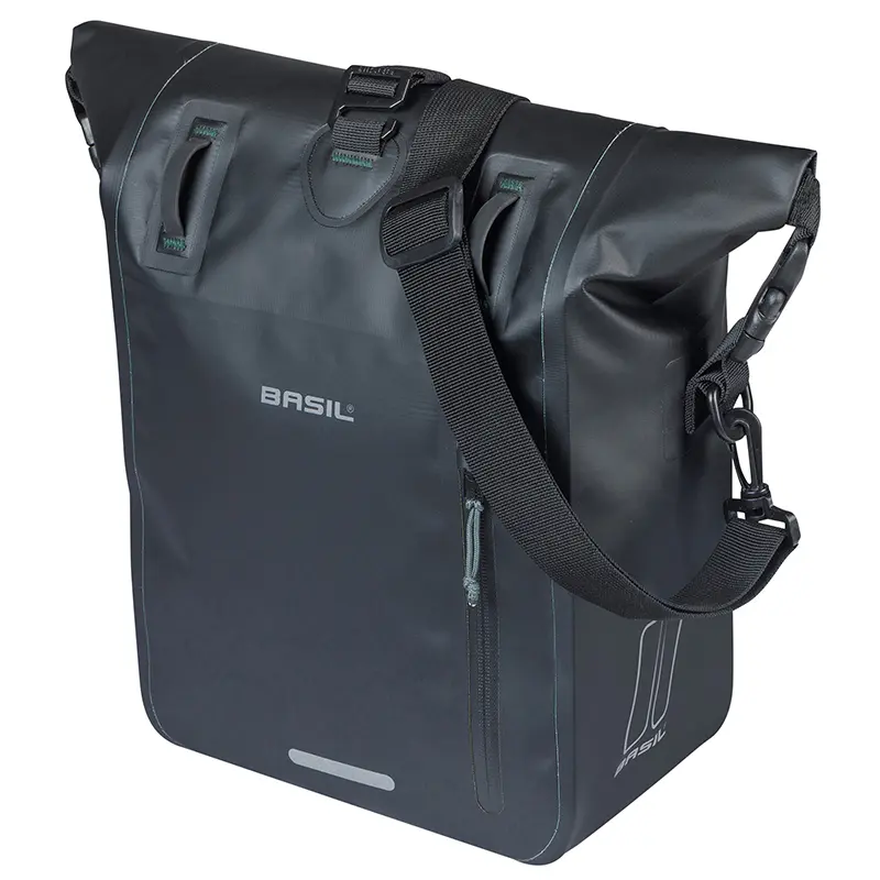 Basil Rivo Waterproof 12-15L কালো সাইড বাইক রিয়ার প্যানিয়ার (38x14x25cm)