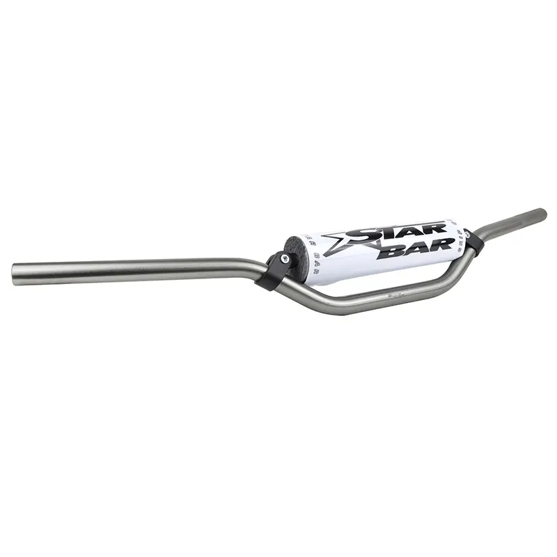 Guidon moto cross Star Bar mx-enduro alu 2014 T6 diam 22,2MM L800MM H86MM titane avec barre de renfort-mousse blanche
