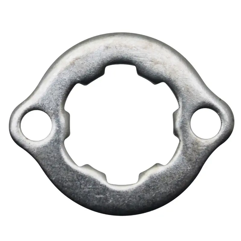 Plaquette maintien de pignon 50 à boîte adaptable Derbi Senda 2006+, GPR 2006+, Gilera 50 SMT 2006+, RCR 2006+, Aprilia 50 RS 2006+ (entraxe 25 mm, trou 5 mm)