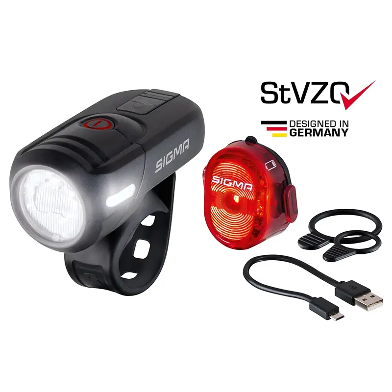 Iluminat bicicletă USB Sigma Aura 45 Micro Set Nugget II negru omologat — vederea 4