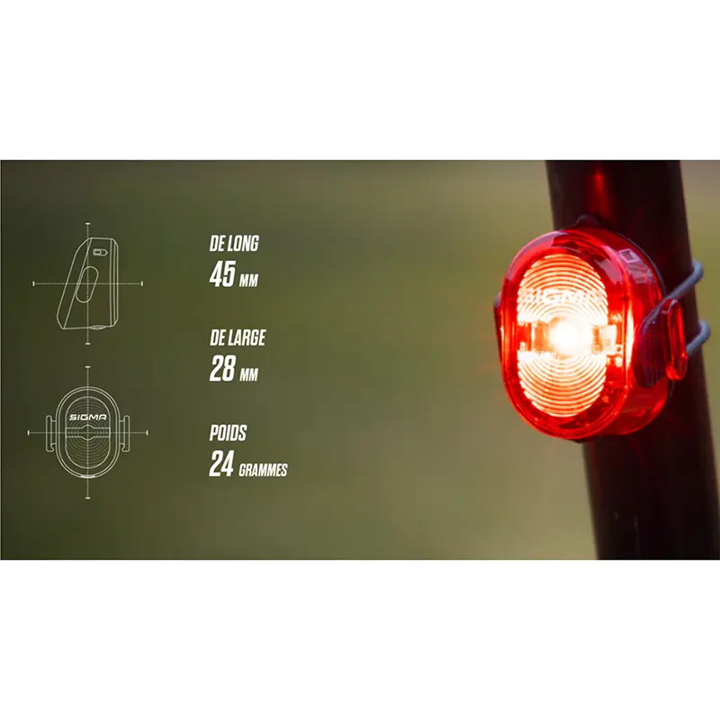 Iluminat bicicletă USB Sigma Aura 45 Micro Set Nugget II negru omologat — vederea 7
