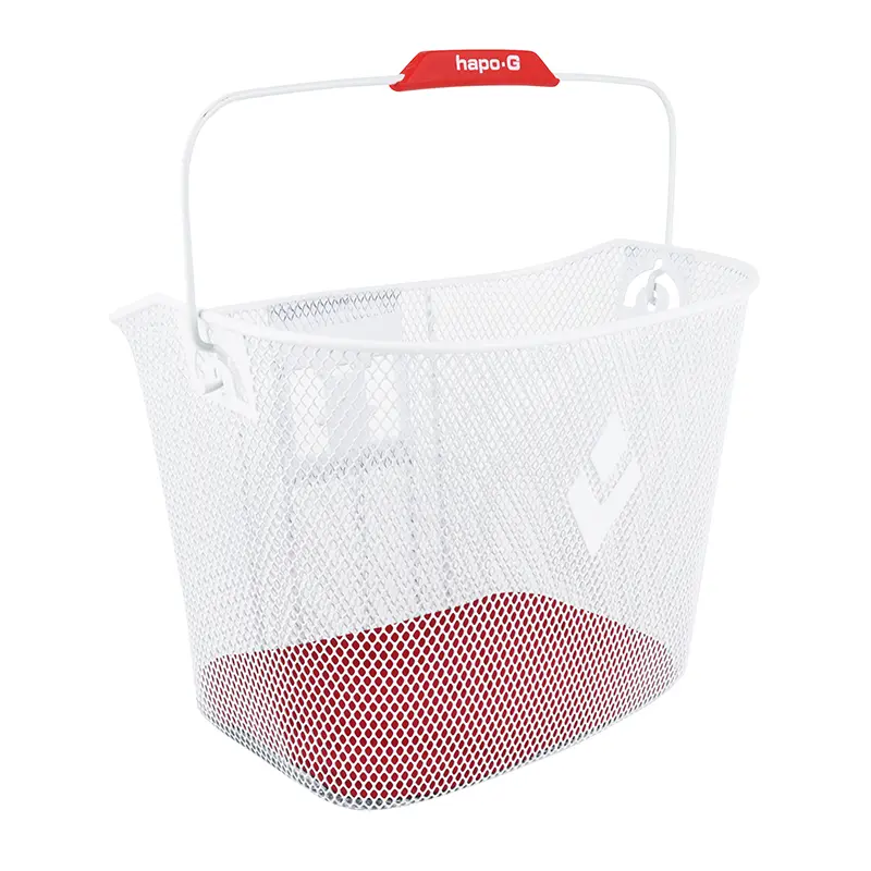 Panier avant acier nid abeille hapo.g blanc (33X25X25CM) -vendu avec fixation MTS 3 vae - e-bike (largeur interieure fixation pour vae - 8CM) charge maxi 5KGS