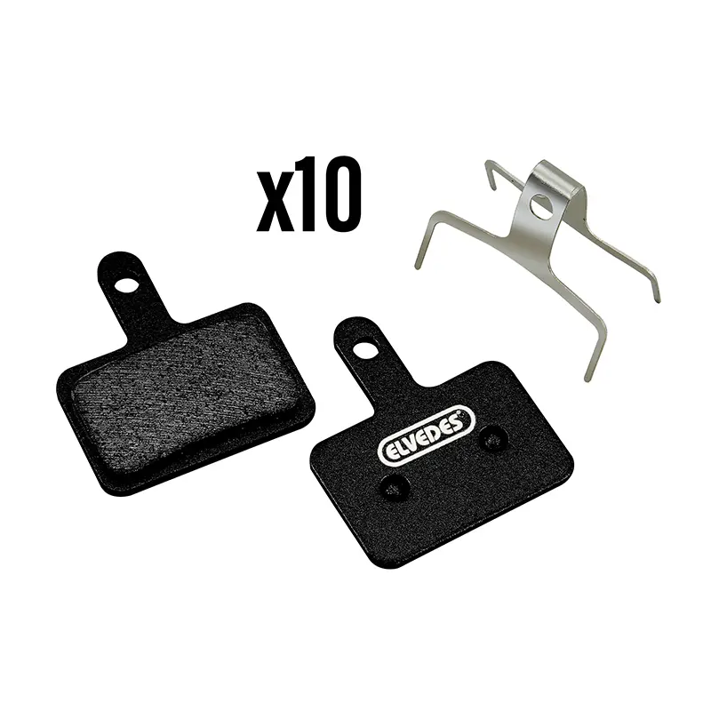 Plaquettes de frein VTT Shimano Deore M525-M515-M475-C501-C601-T615-T675, Acera M3050, Alivio M395-M446-4050, Altus, MT200-400-410-500-UR-300 Elvedes semi-métalliques (box de 10 paires)