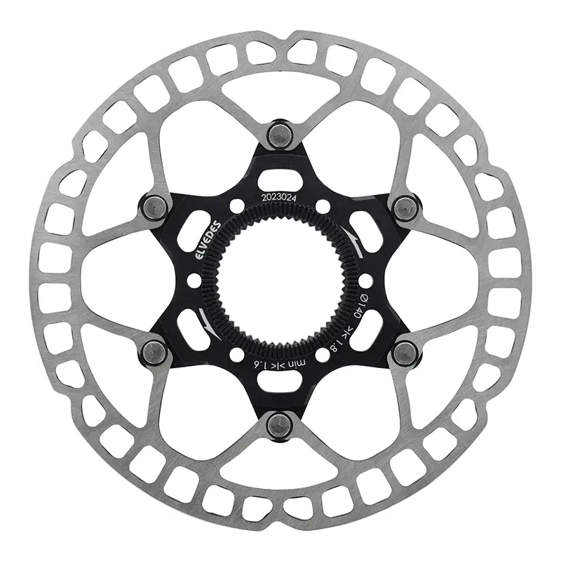Elvedes 센터락 디스크 브레이크 140 mm 실버 스틸/블랙 알루미늄 1.8 mm
