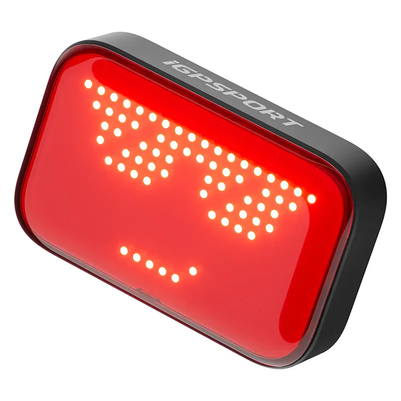 iGPSPORT ET6 emoji evoliucinis USB galinis LED dviračio apšvietimas, protingas posūkio signalas - tiesioginis prisijungimas prie bsc200s-bsc300-t-igs630s-igs800-binavi (matomas 1,2 KM atstumu) -bluetooth- 30 valandų veikimo laikas