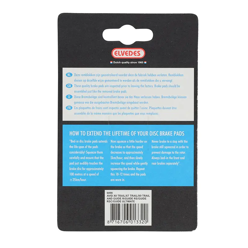 Plațete de frână MTB Elvedes Soft Organic pentru Avid-SRAM Guide/Elixir/Trail/XO (pereche) — vederea 3