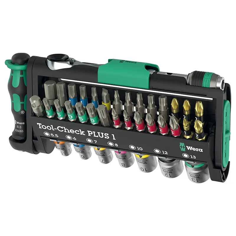 WERA Tool Check Plus 1 1/4 미니 라쳇 세트 (소켓 및 비트 포함) - 39피스 세트