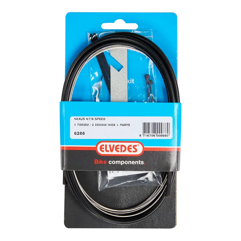 Transmission pour moyeu nexus 4V-7V-8V Elvedes gaine 2,25M noir et cable 2,00M inox (kit transmission 1CABLE-1 gaine)