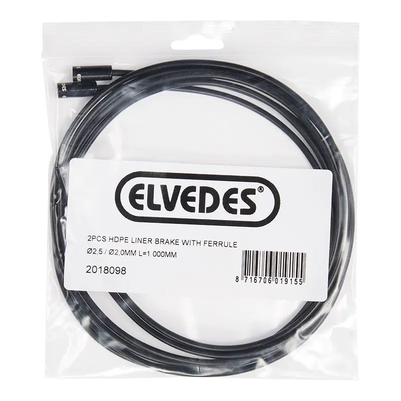 Liner Elvedes noir pour passage intégré des câbles de frein diamètre 2-2,5 mm longueur 750 mm (vendu par 2)