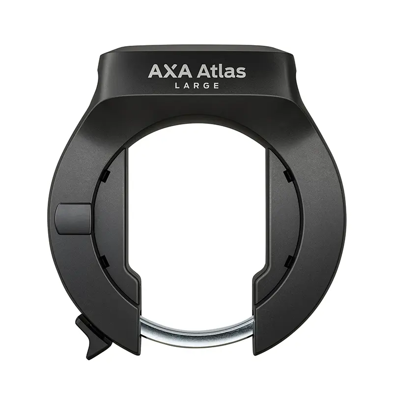 Antivol vélo fer à cheval AXA Atlas Large noir avec fixation (83,5 - 95 mm, écart pneu 58 mm, clé rétractable, sécurité niveau 14-15)