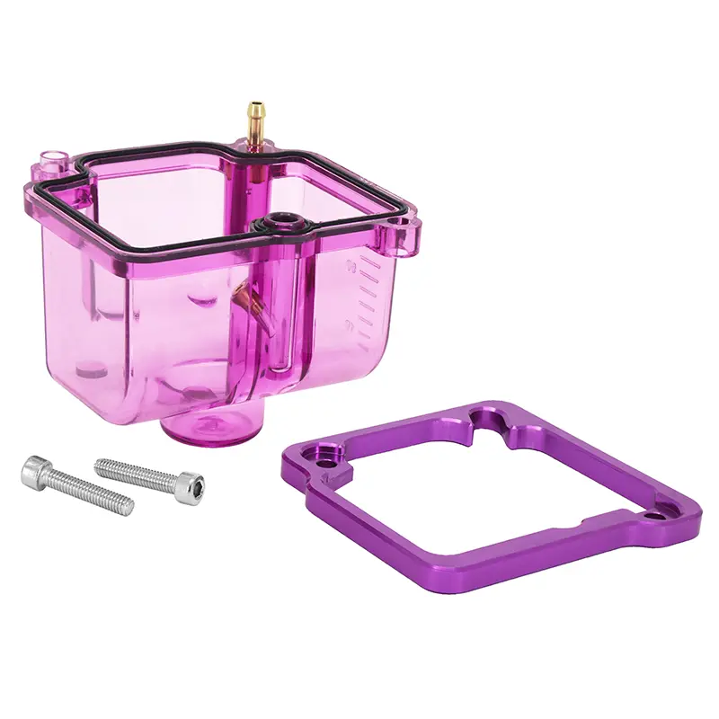 Cuve de carburateur type PWK 19 à 30 mm transparent violet avec vis et rehausseur
