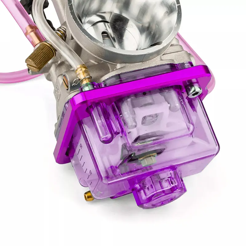 Kraftstoffschale für Vergaser Typ PWK 19 bis 30 mm transparent violett mit Schrauben und Anheber — Ansicht 2