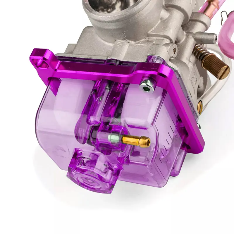 Kraftstoffschale für Vergaser Typ PWK 19 bis 30 mm transparent violett mit Schrauben und Anheber — Ansicht 3