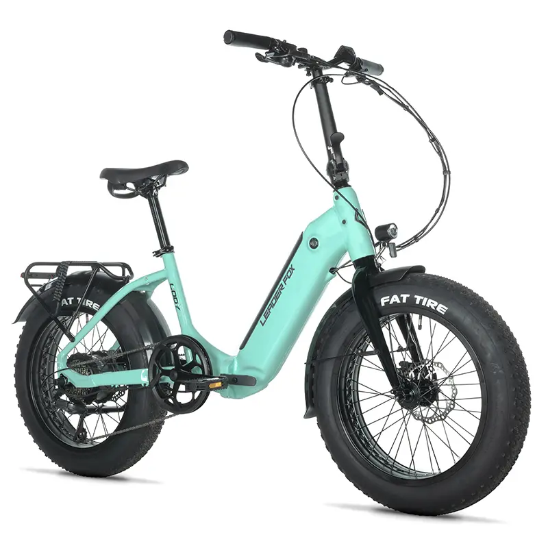دراجة كهربائية Leader Fox Cody 20 بوصة قابلة للطي Fat Bike باللون الأخضر الفاتح