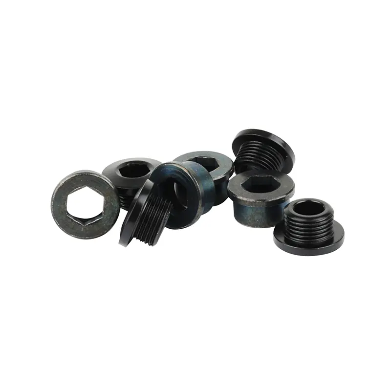 INTRAVIS PEDALIER BOSCH ACIER NOIR COMPATIBLE MONO PLATEAU 4 BRANCHES (JEU DE 4) - VIS ET CHEMINEE M8x0.75x4.5L + 4 cheminées aluminium M8x0.75x4.7L.