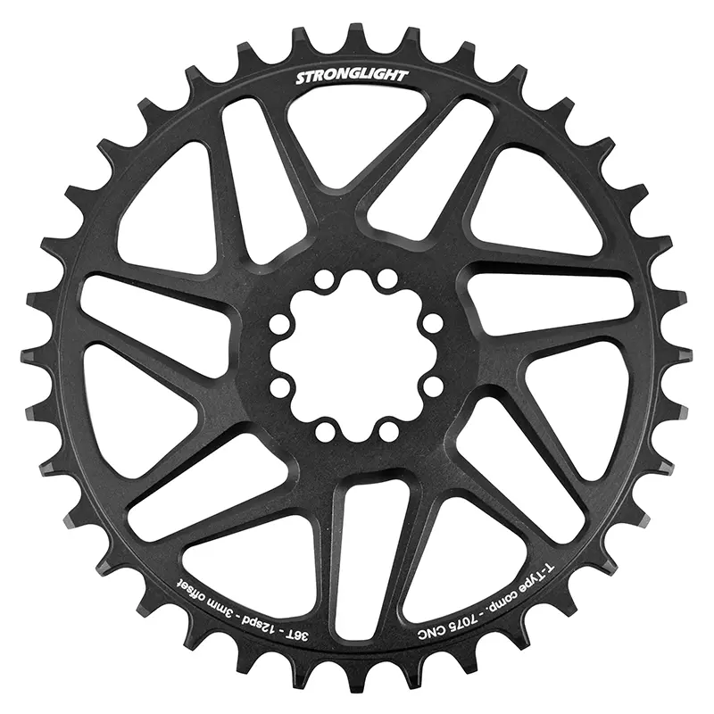 SRAM SX-NX-GX Stronglight 싱글 알루미늄 블랙 36DTS - 12단. 내로우 와이드 (오프셋 3MM)용 8홀 다이렉트 마운트 VTT 체인링