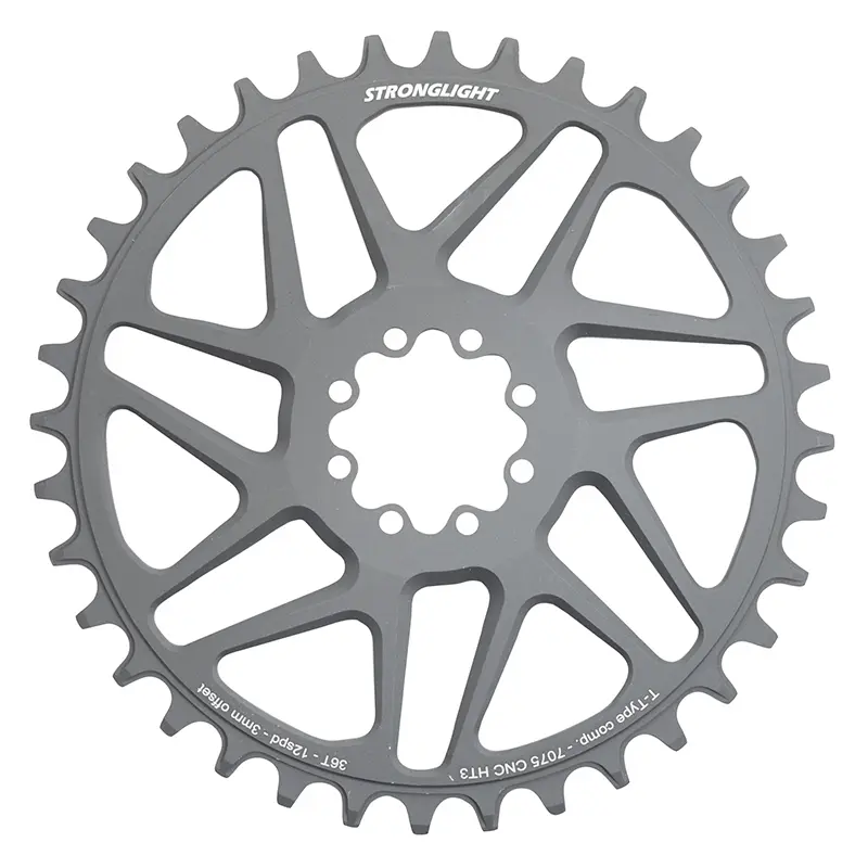 VTT 직접 장착 체인링 8홀, SRAM X01-XX1용, Stronglight 모노 알루미늄 HT3 블랙 36T - 12V. 내로우 와이드 (오프셋 3MM)