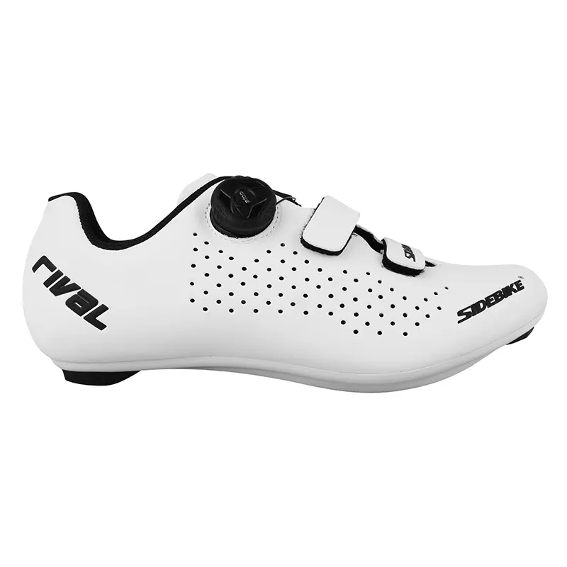 Silniční cyklistická bota Sidebike Rival bílá T38, systém upnutí Boa atop-suchý zip, kompatibilní s Look-Shimano (pár)