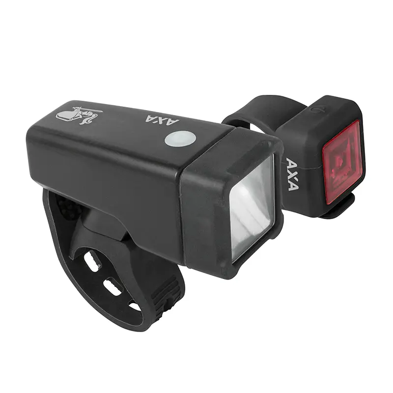 إضاءة دراجة هوائية ببطارية طقم Axa nite line T1 4 وظائف مستمر ووميض (يُشحن مع بطاريات LR6-CR2032)