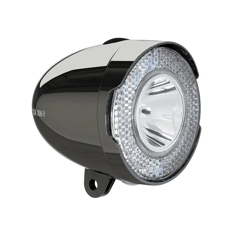 مصباح أمامي للدراجة الهوائية يعمل بالبطارية AXA Classic 706 LED 15 لوكس أسود مع حامل حاجز الطين