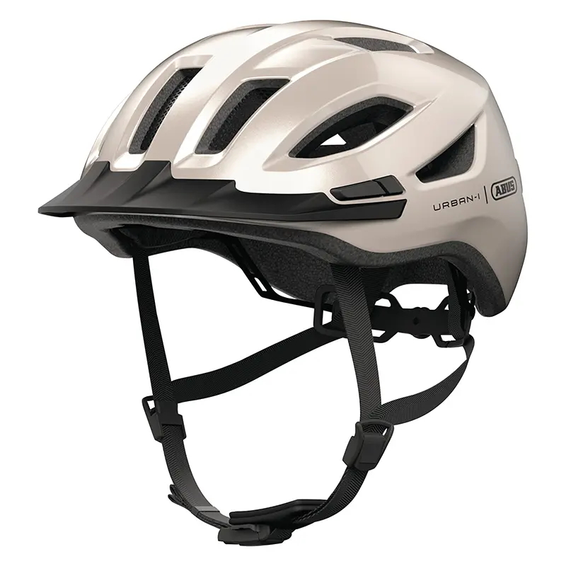 ABUS Urban-I 4.0 샴페인 베이지 성인용 자전거 헬멧 M 사이즈 (54-58 cm) 다이얼 조절 후방 USB 라이트 — 2번째 뷰