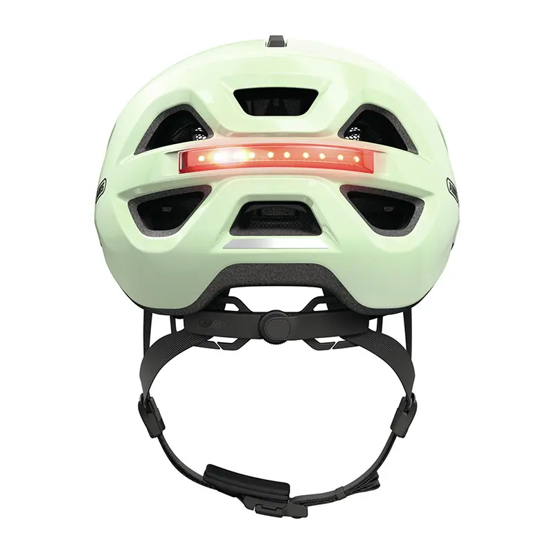 Fahrradhelm Erwachsene Abus Urban-I 4.0 pistaziengrün Größe L (57-61 cm) Ratschenverstellung Heckbeleuchtung USB — Ansicht 4