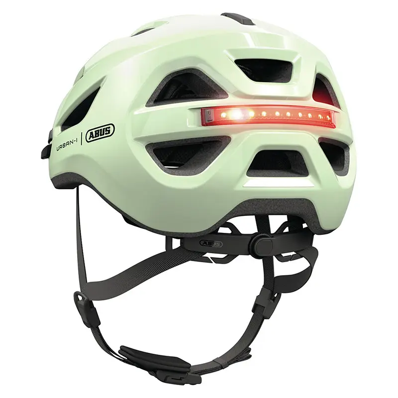 Fahrradhelm Erwachsene Abus Urban-I 4.0 pistaziengrün Größe L (57-61 cm) Ratschenverstellung Heckbeleuchtung USB — Ansicht 5