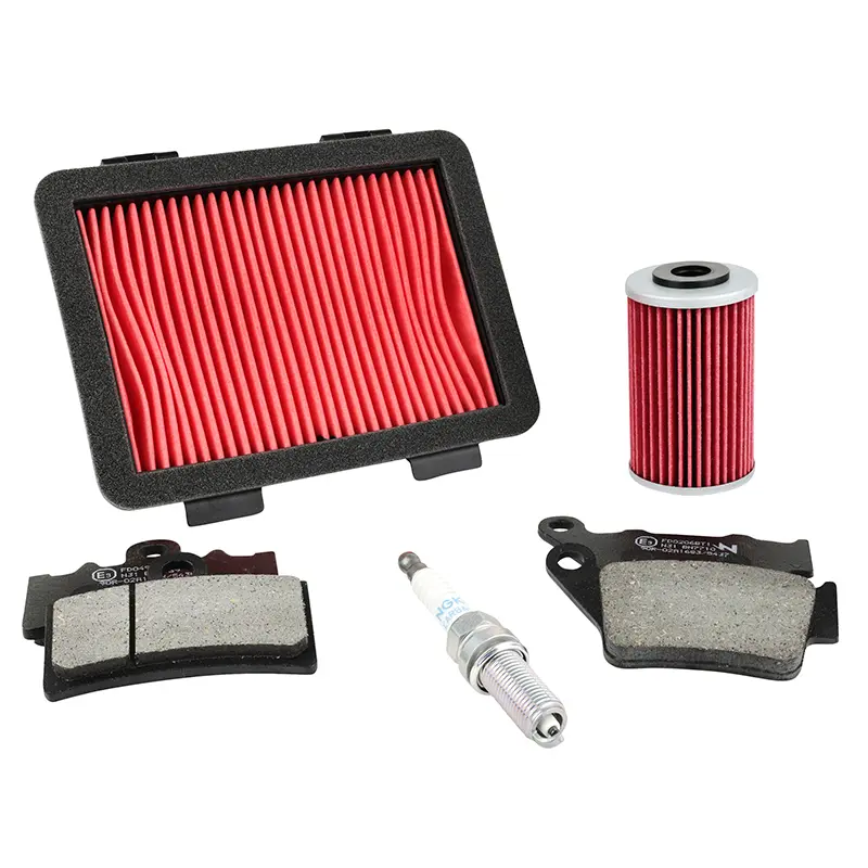 Kit entretien moto Sélection P2R plaquettes organiques - KTM 125 Duke 2017-2023, RC 125 2021-2024, 390 Adventure 2020-2024, Husqvarna 125-401 Svartpilen 2018-2023 (Pack 5 pièces)