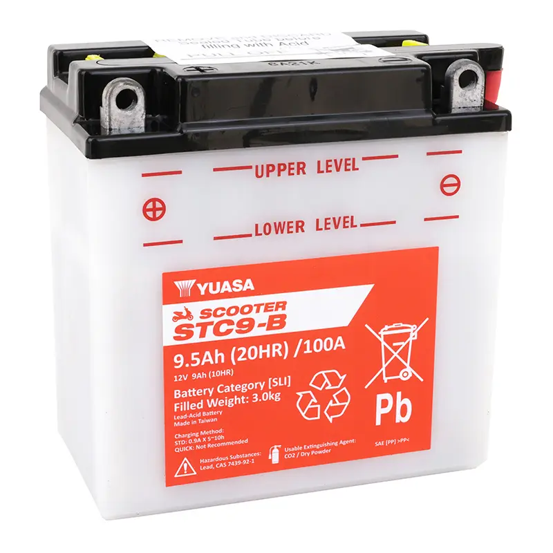 بیٹری 12V 9 ah STC9-B یواسا سکوٹر روایتی دیکھ بھال کے ساتھ (lg137xl77xh141mm) (مساوی YB9L-B - cca 100)
