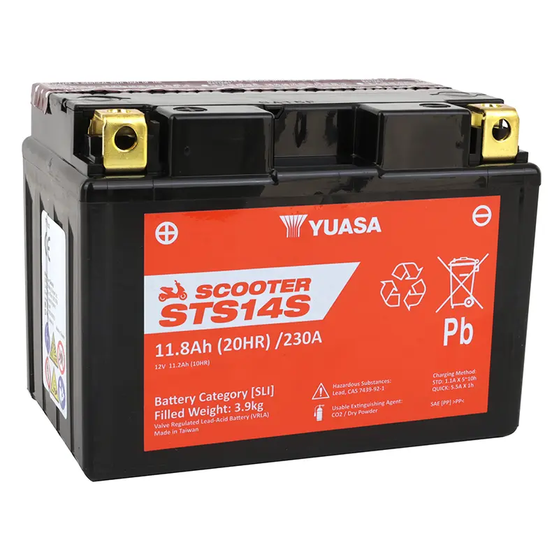 یواسا اسکوٹر ایم ایف مینٹیننس فری 12V 11 ah STS14S بیٹری ایسڈ پیک کے ساتھ (ایل جی 150xایل 87xایچ 110mm) (مساوی TTZ14S-BS - سی سی اے 230)