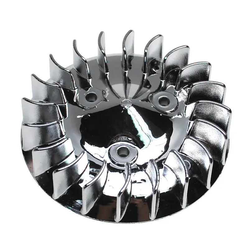 Turbine de refroidissement chromée diamètre 120 mm Replay MBK 50 Booster/Rocket/NG/Stunt et Yamaha 50 BWS/Spy/Bump/Slider