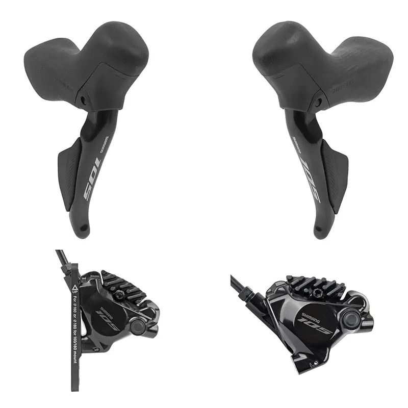 ロード用油圧ディスクブレーキ Shimano 105 フロント＆リア 12V. DI2 R7170 ダブルブラック (レバー/シフター付き BR-R7070キャリパー+アセンブル済みホース 1000MMフロント＆1700MMリア) (ワークショップ組立)