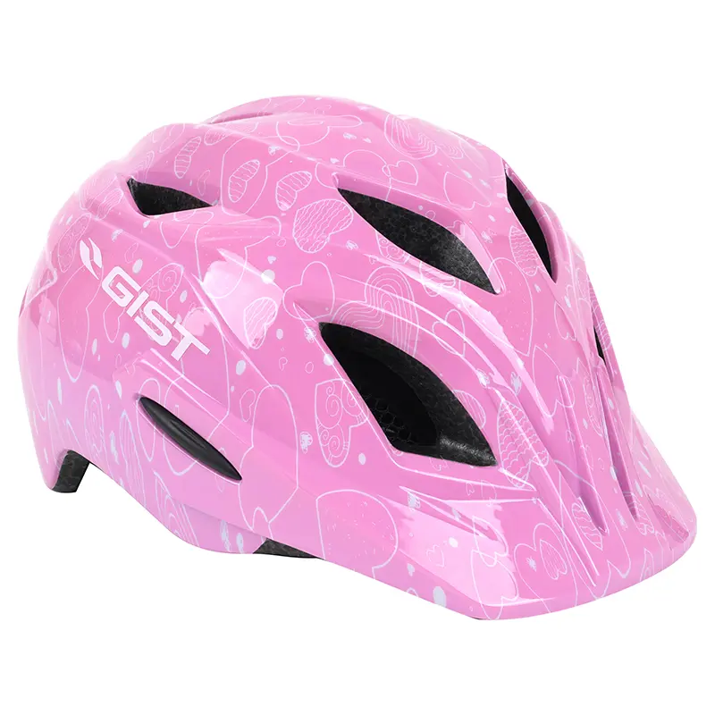 Fahrradhelm Kind GIST Welly rosa mit Motiven Größe 52-56 cm mit Drehrad und LED-Beleuchtung
