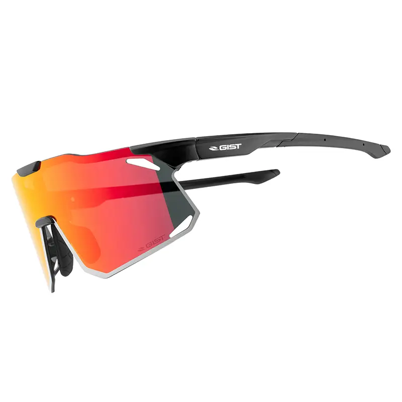 Lunettes de vélo adulte Gist Eclipse monture noir verres rouge polycarbonate ref 225380