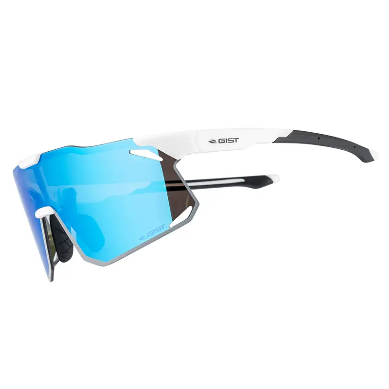 Lunettes de vélo adulte GIST Eclipse monture blanc verre bleu polycarbonate ref 225380