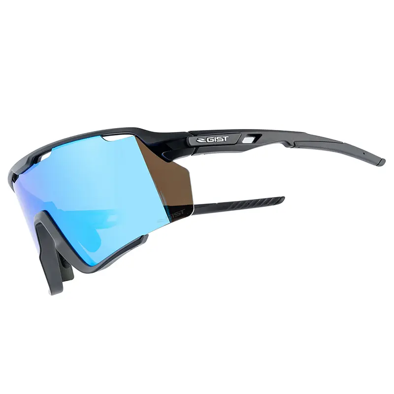 Lunettes vélo adulte GIST Nova monture noir verre bleu polycarbonate ref 225388