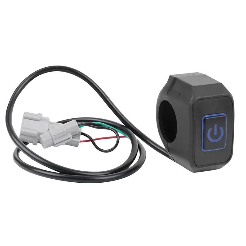 Commodo-commutateur éclairage moto électrique adaptable Ron Light Bee noir voyant bleu étanche P2R