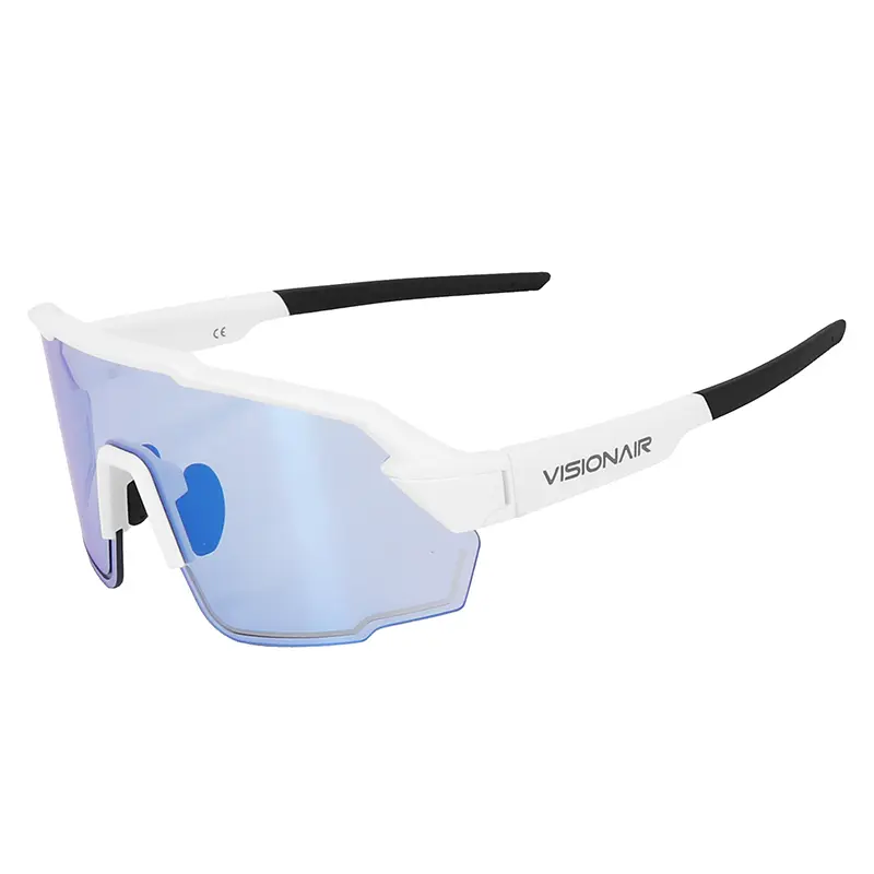 Fahrradbrille Erwachsene Sélection P2R Visionair Gestell weiß photochrome Gläser Kategorie 0-3