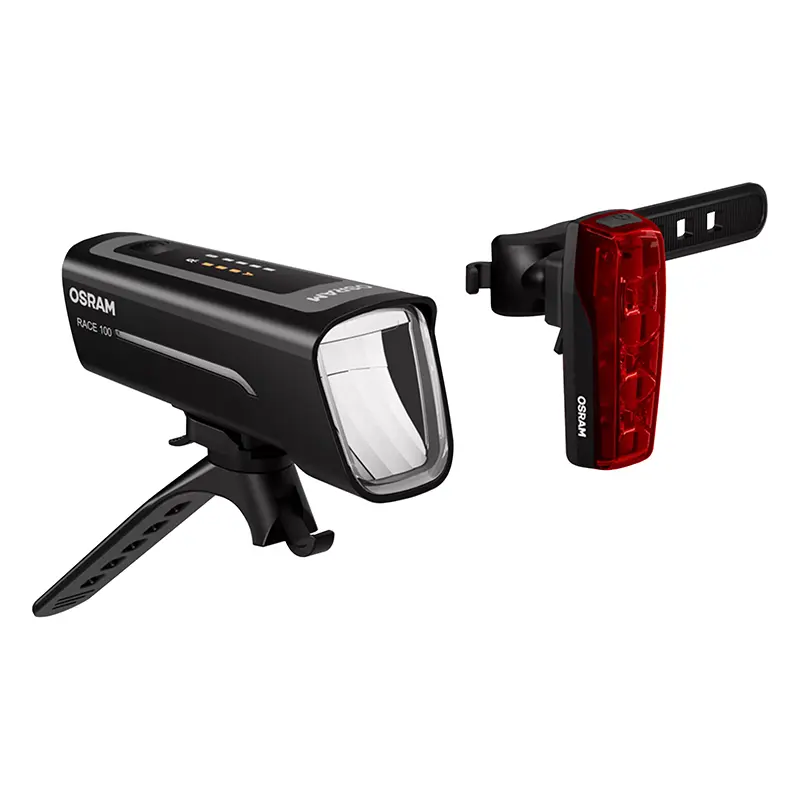 USB-Fahrradbeleuchtungsset Osram Race 100 Lux vorne/hinten schwarz StVZO-Zulassung