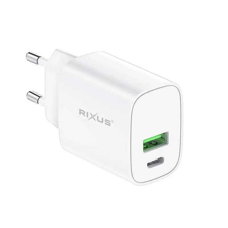 Carregador USB-C/USB-A Rixus branco 5V 20W RX90S