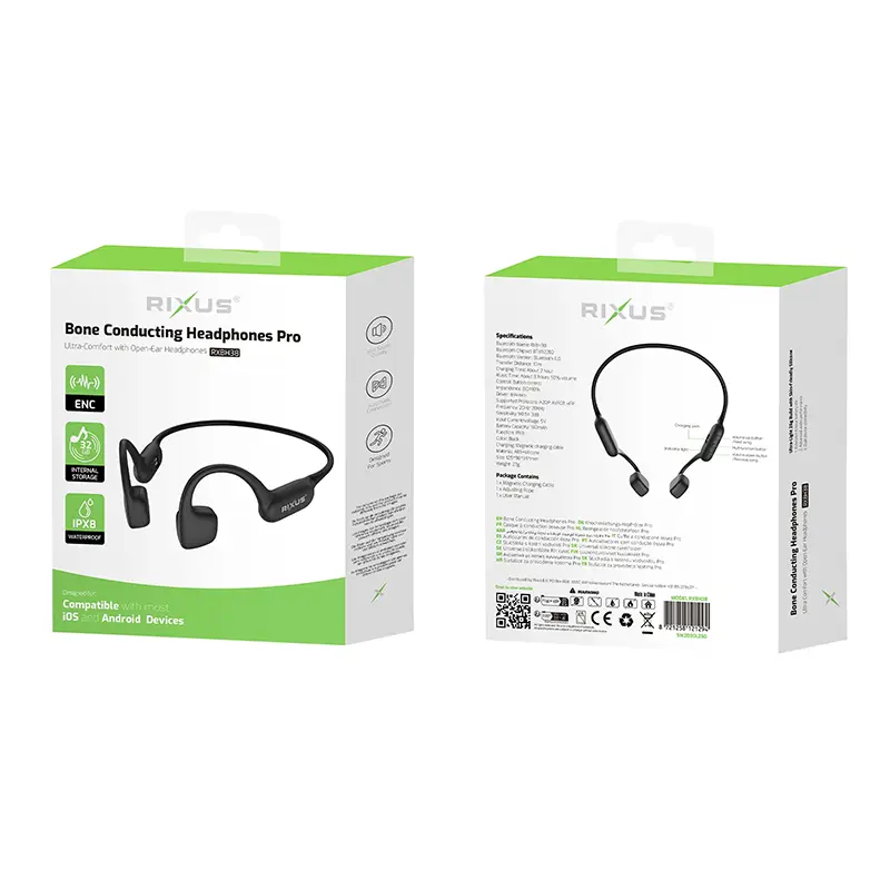 Oortelefoon botgeleiding Bluetooth 6.0 zwart 180 mAh autonomie 8H RXBH38 — zicht 4