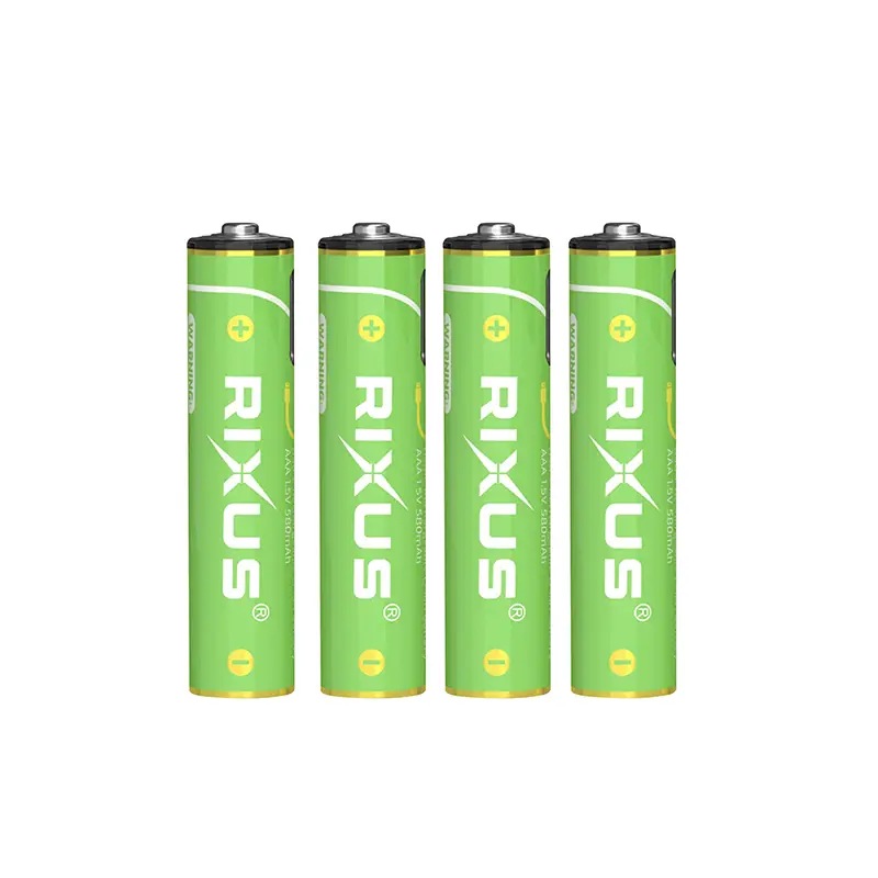 রিচার্জেবল ব্যাটারি LR03 1.5V rixus লিথিয়াম-আয়ন aaa 880 MWH (4টি বিক্রি) অন্তর্ভুক্ত কেবল usb-c -RXAA07