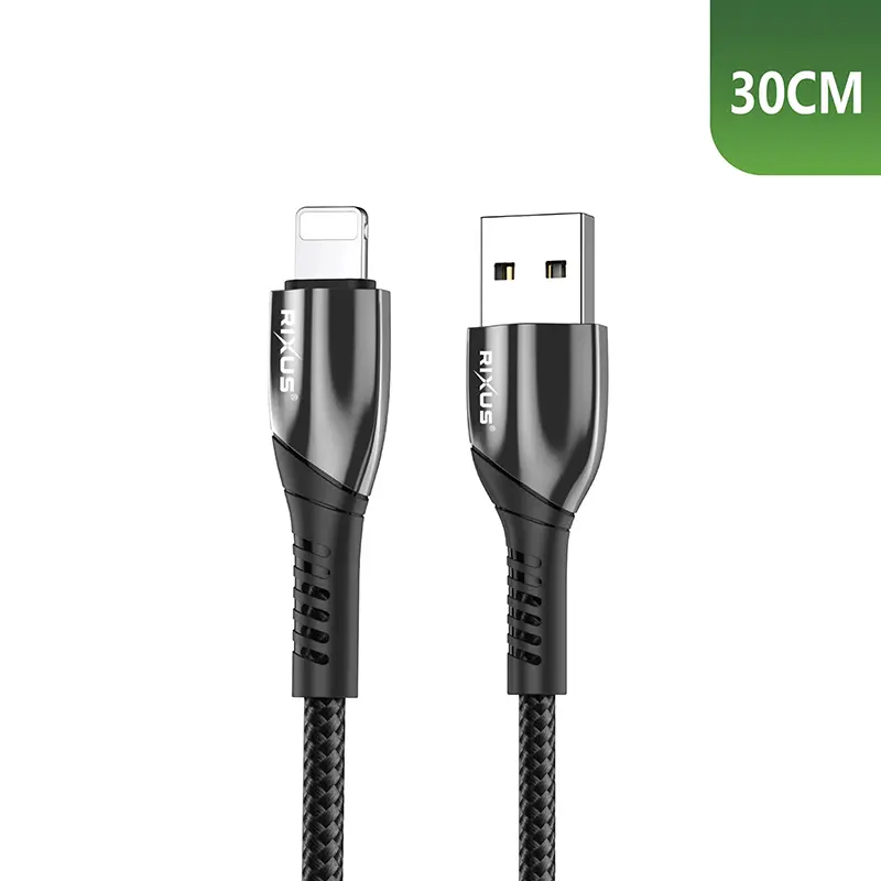 Cabo de carregamento USB-A Rixus preto 10W para Apple Lightning RXUC37AL