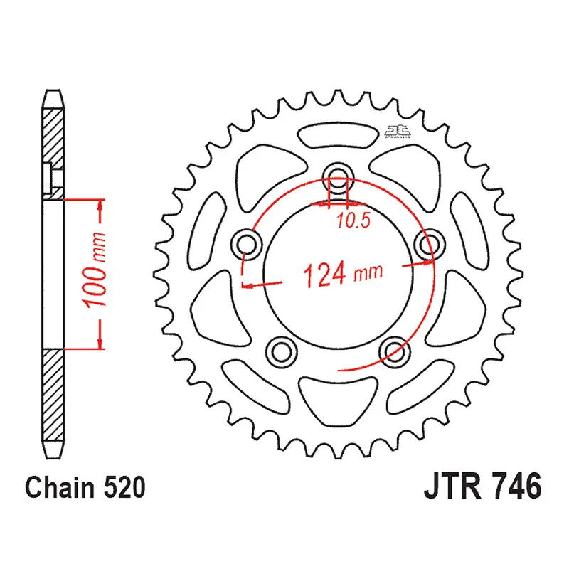 Kettenrad passend Ducati 937 Monster 2021+2025 520 43 DTS Stahl Schwarz - JT Sprockets — Ansicht 3