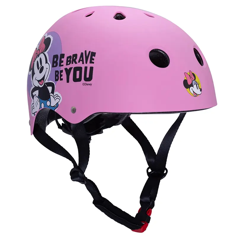 Cască bicicletă copii Disney Minnie roz cu rotiță reglare mărime 52-56