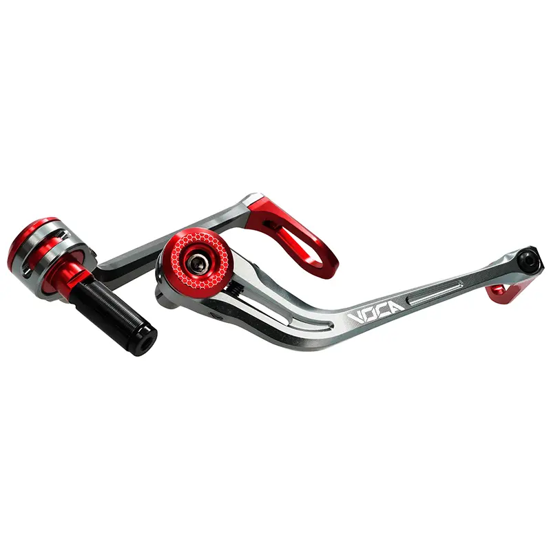 Bromshandtagsskydd Voca Evo Alu CNC Grå-Röd för Styrdiameter 14 mm
