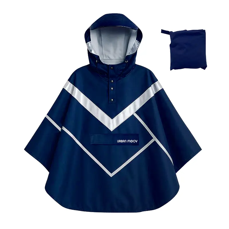 Poncho Urban Moov Premium Marineblau mit Helmkompatibler Kapuze