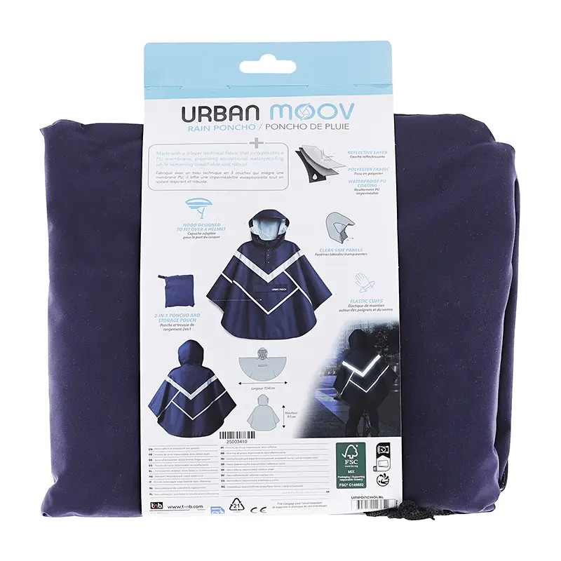 Urban Moov Premium 海军蓝带帽雨披 兼容头盔佩戴 — 第 5 视图